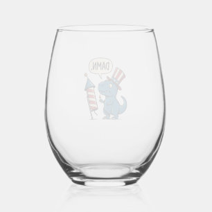 Verre À Vin Sans Pied Conception de t-shirt de feu d'artifice de T-Rex p