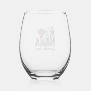 Verre À Vin Sans Pied Conception de t-shirt de vache des Highlands Maman