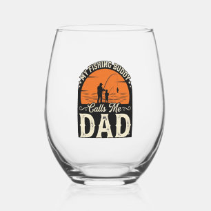 Verre À Vin Sans Pied Conception de T-shirt pour papa, copain de pêche v