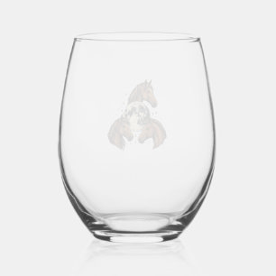 Verre À Vin Sans Pied Conception de T-Shirt Vectoriel Cheval Lune Gravée