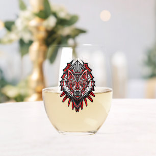 Verre À Vin Sans Pied Conception de totem tribal Haida Loup