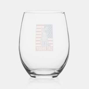 Verre À Vin Sans Pied Conception de vecteur de chat patriotique Cat Dadd