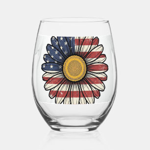 Verre À Vin Sans Pied Conception de vecteur de fleur de marguerite patri