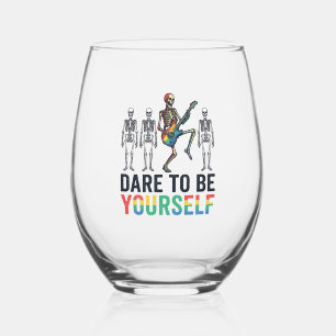 Verre À Vin Sans Pied Conception de vecteur de squelette arc-en-ciel ose