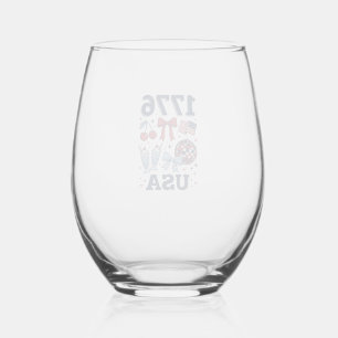 Verre À Vin Sans Pied Conception vectorielle coquette patriotique USA 17
