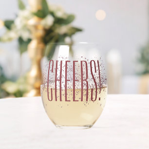 Verre À Vin Sans Pied Confettis or rose sur mesure pour célébration
