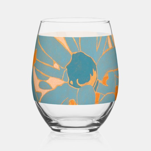 Verre À Vin Sans Pied Contemporary Leaf Design in Peach (Verso)
