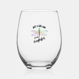 Verre À Vin Sans Pied Cool Funny Just A Girl Who Loves Dragonflies Shirt