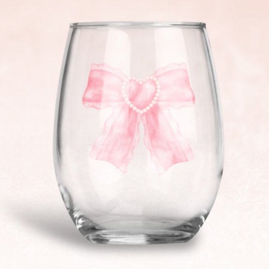Verre À Vin Sans Pied Coquette Flirty Pink Bow