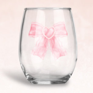 Verre À Vin Sans Pied Coquette Flirty Pink Bow