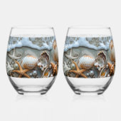 Verre À Vin Sans Pied Coquillages Perles Mer Foam Starfish (Verso)