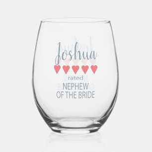 Verre À Vin Sans Pied Cortège de mariage 5 cœurs Neveu de la mariée
