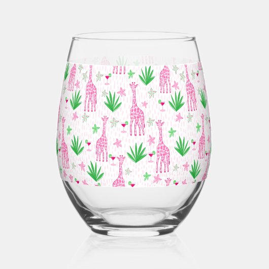 Verre À Vin Sans Pied Cosmopolites de Preppy Giraffes (Verso)