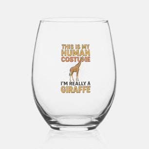 Verre À Vin Sans Pied Costume Humain de Girafe Drôle Gravure Vintage Shi