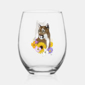 Verre À Vin Sans Pied Cougar Mountain Lion Puma Fleurs (Recto)