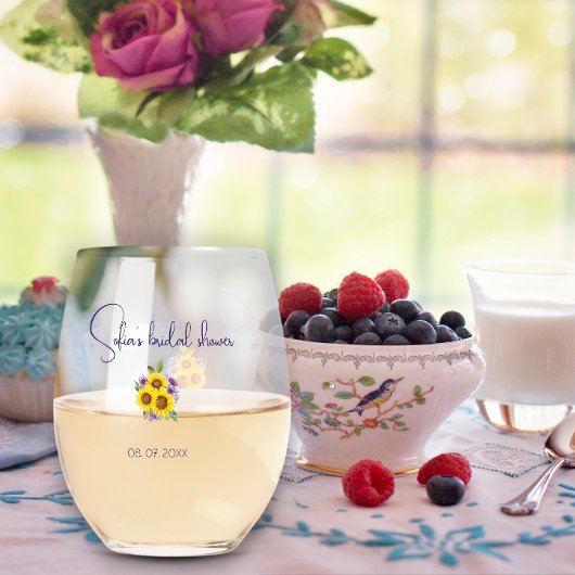 Verre À Vin Sans Pied Couleur de tournesol fleur sauvage jaune