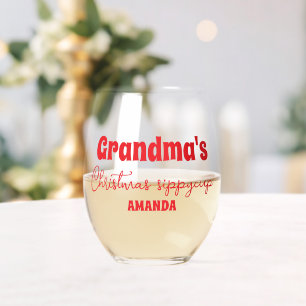 Verre À Vin Sans Pied Coupe Sippy de Noël de grand-mère personnalisée