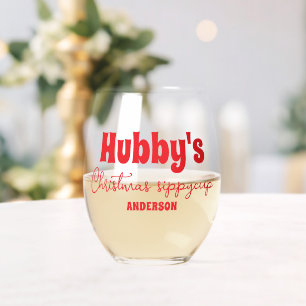 Verre À Vin Sans Pied Coupe Sippy de Noël de Hubby sur mesure