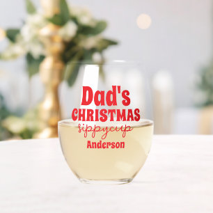 Verre À Vin Sans Pied Coupe Sippy de Noël de papa personnalisée