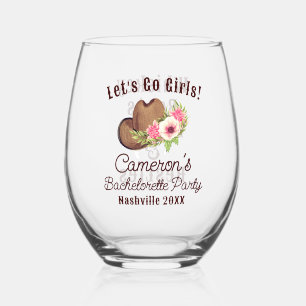 Verre À Vin Sans Pied Cowgirl de l'Ouest Allons-y les Filles Enterrement