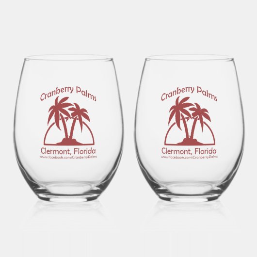 Verre À Vin Sans Pied Cranberry Palms Stemless Wine Glasses (Recto)