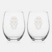 Verre À Vin Sans Pied Crâne à sucre rose jaune (Verso)