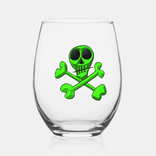 Verre À Vin Sans Pied crâne vert néon