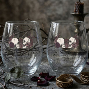 Verre À Vin Sans Pied Crânes gothiques et roses jusqu'à la mort de maria