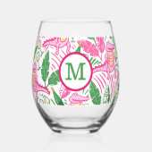 Verre À Vin Sans Pied Crocodile Monogrammé Rose Vin (Recto)