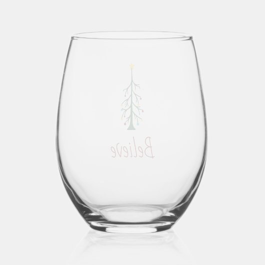 Verre À Vin Sans Pied Croyez Noël À feuillage persistant Arbre Moderne (Verso)