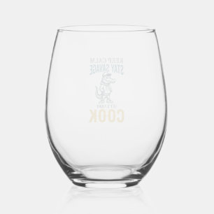 Verre À Vin Sans Pied Cuisinier Sauvage Alligator Gravure Vintage Graphi