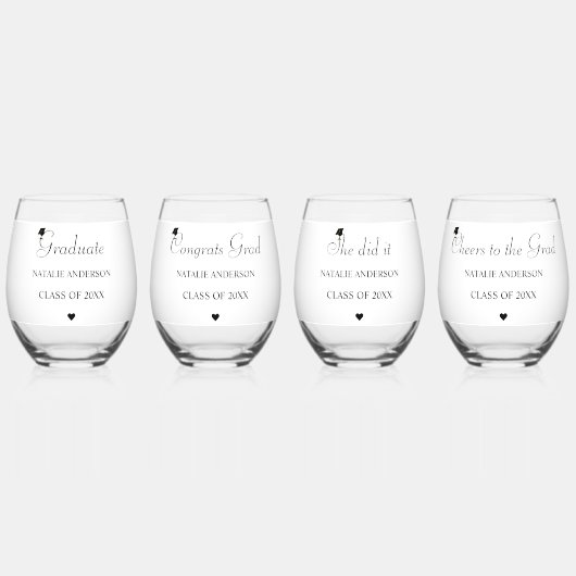 Verre À Vin Sans Pied Custom Class of 2026 Graduation Drinkware Set (Recto)