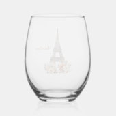 Verre À Vin Sans Pied Custom Paris Eiffel Tower Beautiful Floral (Verso)