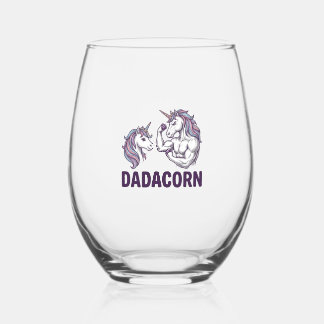 Verre À Vin Sans Pied Dadacorn Funny Unicorn Dad Vector Shirt Design_1