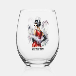Verre À Vin Sans Pied Dame Art Déco élégante personnalisable