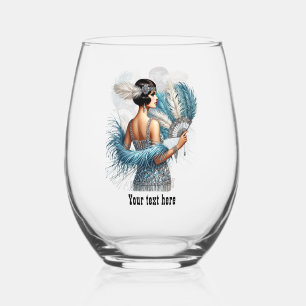 Verre À Vin Sans Pied Dame Art Déco élégante personnalisable