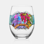 Verre À Vin Sans Pied Danse avec Fleurs et Papillons PV01 (Recto)