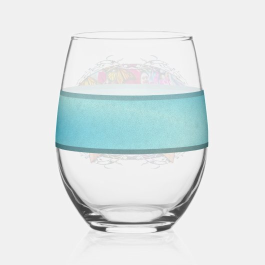 Verre À Vin Sans Pied Danse avec Fleurs et Papillons PV01 (Verso)