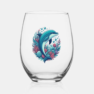 Verre À Vin Sans Pied Dauphin marin/côtier mignon