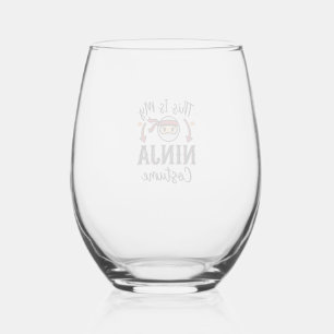 Verre À Vin Sans Pied Déguisement de ninja drôle Design vectoriel Hallow