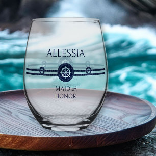 Verre À Vin Sans Pied Demoiselle d'honneur de mariage côtier nautique