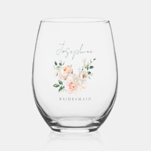 Verre À Vin Sans Pied Demoiselle d'honneur Fleur d'eau rose pivoine rose