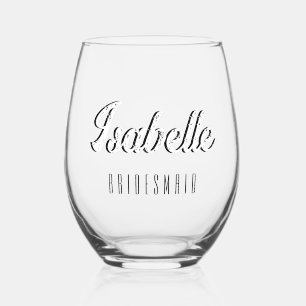 Verre À Vin Sans Pied Demoiselle d'honneur nom drôle 3D blanc