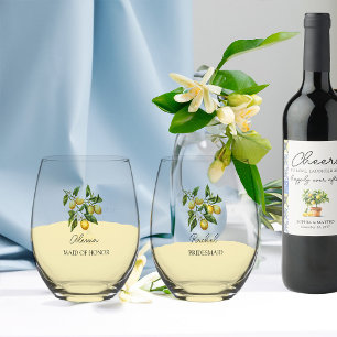 Verre À Vin Sans Pied Demoiselle d'honneur Thème de mariage Lemon Party