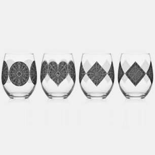 Verre À Vin Sans Pied Dentelle en céramique Noir