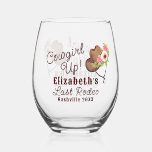 Verre À Vin Sans Pied Dernière Rodéo Rustique Rose Cowgirl Up Bacheloret