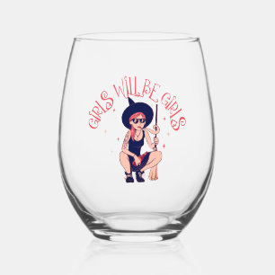 Verre À Vin Sans Pied Des filles seront des filles Sorcière féministe
