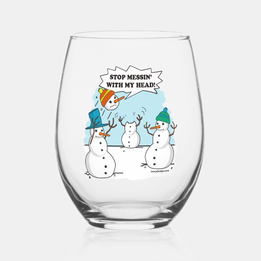 Verre À Vin Sans Pied Dessin amusant de Snowman (Recto)