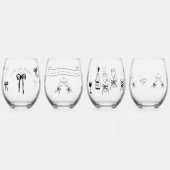 Verre À Vin Sans Pied Dessiné ensemble Mariage (Dos)