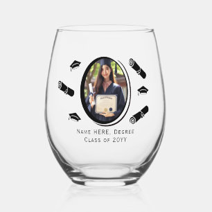 Verre À Vin Sans Pied Diplôme de Casquette et de photographie élégant, n